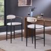 Barstools Set of 2, Upholstered Bar Stools with Backs and Iron Legs for Kitchen Island, Beige Fabric Seating 260LBS Weight Capacity