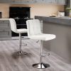 Bar Stools Set of 2, PU Leather Adjustable Swivel Barstools, Armless Hydraulic Kitchen Counter Bar Stool, Kitchen Island Chairs Set