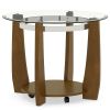 32" 2-Tier Glass Round Coffee Table with Storage Shelf