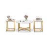 3-Piece Coffee Table Set Round Coffee Table and 2PCS Square End Tables