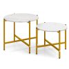 Round Coffee Table Set of 2 with Heavy-Duty Metal Frame