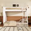 Twin over Full Bunk Bed with Shelf and LED