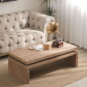 Modern Rustic Wood Coffee Table Ã¢â‚¬â€œ Rectangular Living Room Center Table with Floating Top Design 47.6" L * 23.6" W * 16.3" H (Color: as Pic)