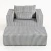Compressed Lounge Chair with Ottoman, Oversized Corduroy Sofa, Vacuum Packed for Easy Shipping, No Assembly Required