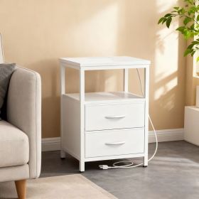 1/2 Pack Floating Nightstand with Charging Station, Wall Mounted Bedside Table with USB & Type-C Ports (Color: White)