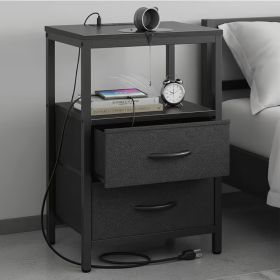 1/2 Pack Floating Nightstand with Charging Station, Wall Mounted Bedside Table with USB & Type-C Ports (Color: Black)