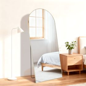 65"x24" Floor Mirror with Aluminum Alloy Frame  Full Length Mirror with Stand Body Wall-Mounted Mirrors For Bedroom Bathroom (Color: golden/24x65--arched)