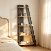 Modern 5-Tier Bookshelf Narrow Vertical Display Shelf for Small Space Saving Design with Open Shelves