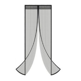 Magnetic Screen Door with Heavy Duty Magnets and Diamond Mesh Curtain (size: black)
