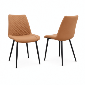 2pcs Modern PU Leather Dining Chair, for Dining Room, Kitchen, Living Room, Bedroom, Home, Restaurant & Cafe (Color: Brown)