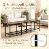 TV Stand for TVs up to 65 Inch 3-Tier Open Shelves Storage 4 Hooks Living Room Entertainment Center Modern Simple Style Furniture