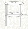 2-Tier round End Table Clear Tempered Glass Top Shelf Living Room Coffee Table Modern Minimalist Style Home Decor