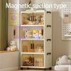 Foldable Stackable Storage Cabinet with Rolling Drawer Front Opening Design for Clothes Books and Accessories Space Saving Organizer for Closet Home O