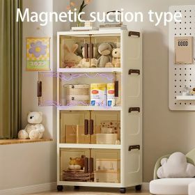 Foldable Stackable Storage Cabinet with Rolling Drawer Front Opening Design for Clothes Books and Accessories Space Saving Organizer for Closet Home O (size: Four-layer)