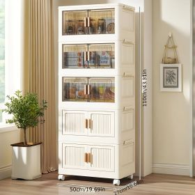 Foldable Stackable Storage Cabinet with Rolling Drawer Front Opening Design for Clothes Books and Accessories Space Saving Organizer for Closet Home O (size: Fifth-floor)