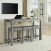 59 Inch Bar Table, Dining Table, Sofa Table with Power Outlet, 3 Upholstered Stools, 4 Piece Bar Table and Chair Set for Living Room, Dining Room