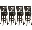 Set of 4 Swivel Bar Stools with Hollowed Backrest And Footrest Adjustable Height Bar Chairs for Kitchen Island Or Breakfast Bar
