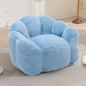 Lotus type compression sofa Adult bean bag sofa with pull ring can be easily moved without installation Suitable for various environments such as livi (Color: Blue)