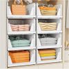 5 Pack Stackable Closet Organizer Box, Multifunctional Foldable Closet Storage Basket for Bathroom Kitchen Laundry Room Wardrobe Storage