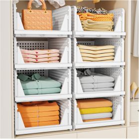 5 Pack Stackable Closet Organizer Box, Multifunctional Foldable Closet Storage Basket for Bathroom Kitchen Laundry Room Wardrobe Storage (Pack Size: 1 Pack)