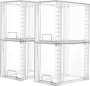4 Pack Clear Stackable Storage Drawers,9.7" High Plastic Organizers Bins for Skincare, Bathroom Supplies,Ideal for Cabinet,Undersink,Vanity,Kitchen (Pack Size: 1 Pack)