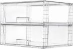 2 Pack Large Stackable Storage Drawers,Easily Assemble Clear Acrylic Bathroom Closet Undersink Organizers,Plastic Storage Bins for Cabinet