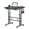 Dual Desktop Height Adjustable Rolling Desk with Wheels, Treadmill Desk for Walking Pad