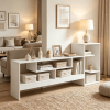 Cube TV Stand for 55 Inch TV with Open Storage Shelves And Power Outlets Modern Living Room Entertainment Center