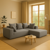 Vacuum Compressed Sectional Sofa with Chaise, Space-Saving Modern Couch, Soft BouclÃƒÂ© Fabric Upholstery