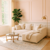 Vacuum Compressed Sectional Sofa with Chaise, Space-Saving Modern Couch, Soft BouclÃƒÂ© Fabric Upholstery