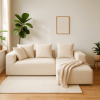 Vacuum Compressed Sectional Sofa with Chaise, Space-Saving Modern Couch, Soft BouclÃƒÂ© Fabric Upholstery
