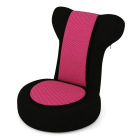 Floor Comfy Gaming Leisure Chair with Adjustable Headrest and Backrest (Color: pink)