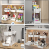 3 Pack Under Sink Organizers, 2-Tier Multi-Use Kitchen and Bathroom Organizers and Storage with Sliding Drawers, Bathroom Cabinet Organizer