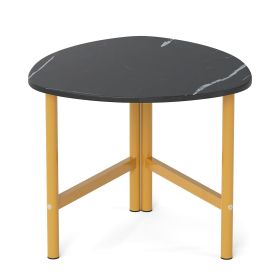 Triangle Coffee Table Oval Coffee Table with Metal Legs Industrial Center Table (Color: Black)