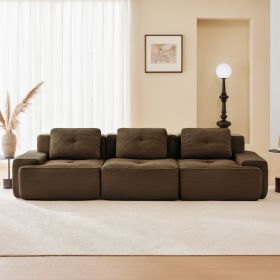 117" Modern Modular Sectional Sofa for Living Room, Corduroy Fabric,Oversized 3-Seater Couch with Deep Seat, Pearl-like piping, Tufted Design (Color: as Pic)