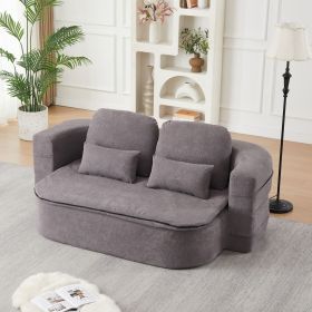 75''2-in-1 Foldable Sofa,Convertible Sleeper Foam Sofa Bed with Multi Functional Blanket, Chenille Floor folding sofa bed (Color: as Pic)
