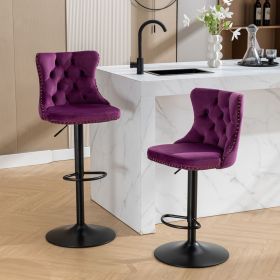 Swivel Velvet Barstools Adjusatble Seat Height from 25-33 Inch,17.7inch base (Color: as Pic)