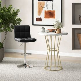 Armless PU Leather Bar Stool with Adjustable Height and Swivel Seat (Color: Black)