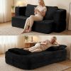 Convertible Sofa Bed with Blanket, Boneless Cloud Couch Queen Scott Fabric for Living Room Bedroom