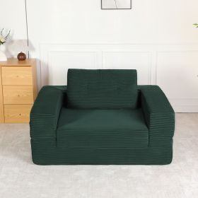 Compression Human Dog Sofa Bed for Adult & Pets,Modern Floor Couch With Pillow for Living Room Bedroom,Corduroy Fabric,No Assembly Required (Color: DARK-GREEN)