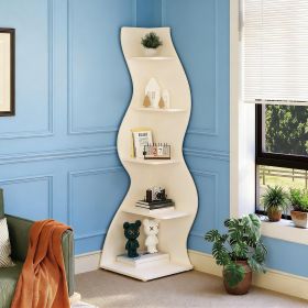 Modern Wall Corner Bookshelf Bookcase (Main Color: White, Main Material: Wood)