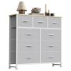 Dresser For Bedroom With 9 Fabric Storage Drawer Wardrobe Tall Chest Organizer Closet Adult Kids Clothes Cabinet Furniture
