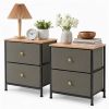 Double drawer bedside table - suitable for bedrooms and living rooms, 20 inches high