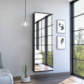 Baltimore Wall Mounted Shoe Rack, Mirror, Single Door, Ten Shoes Capacity (Color: Black)