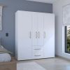 Valier Wardrobe, Deluxe Armoire with Multiple Storage Options and Metal Accents