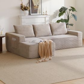 96.9" Cloud Sectional Couch with L-Shape Chaise,Modern Modular Sofa with Deep Seat, Upholstered Couches for Living Room Bedroom,No Assembly Required (Main Color: Camel, Main Material: Fabric)