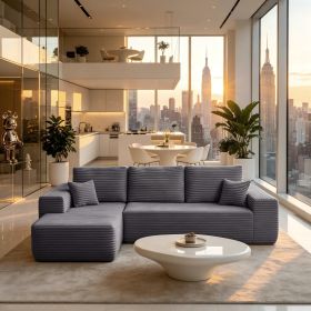 104.3''Cloud Sectional Couch with L-Shaped Chaise,Modern Modular Sofa with Deep Seat, with side pockets ,Upholstered Couches for Living Room Bedroom (Main Color: Grey, Main Material: Fabric)