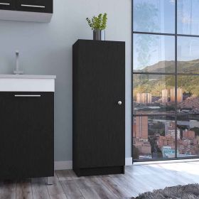 Uluru Kitchen Pantry, Single Door Cabinet, Four Interior Shelves (Color: Black)