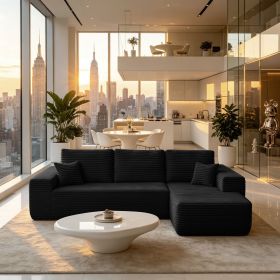 104.3''Cloud Sectional Couch with L-Shaped Chaise,Modern Modular Sofa with Deep Seat, with side pockets ,Upholstered Couches for Living Room Bedroom (Main Color: Black, Main Material: Fabric)
