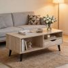 Coffee Table with Storage Rustic Rectangle Center Table Anti-slip Feet for Living Rooms, Lounges, Offices, or Even Bedrooms